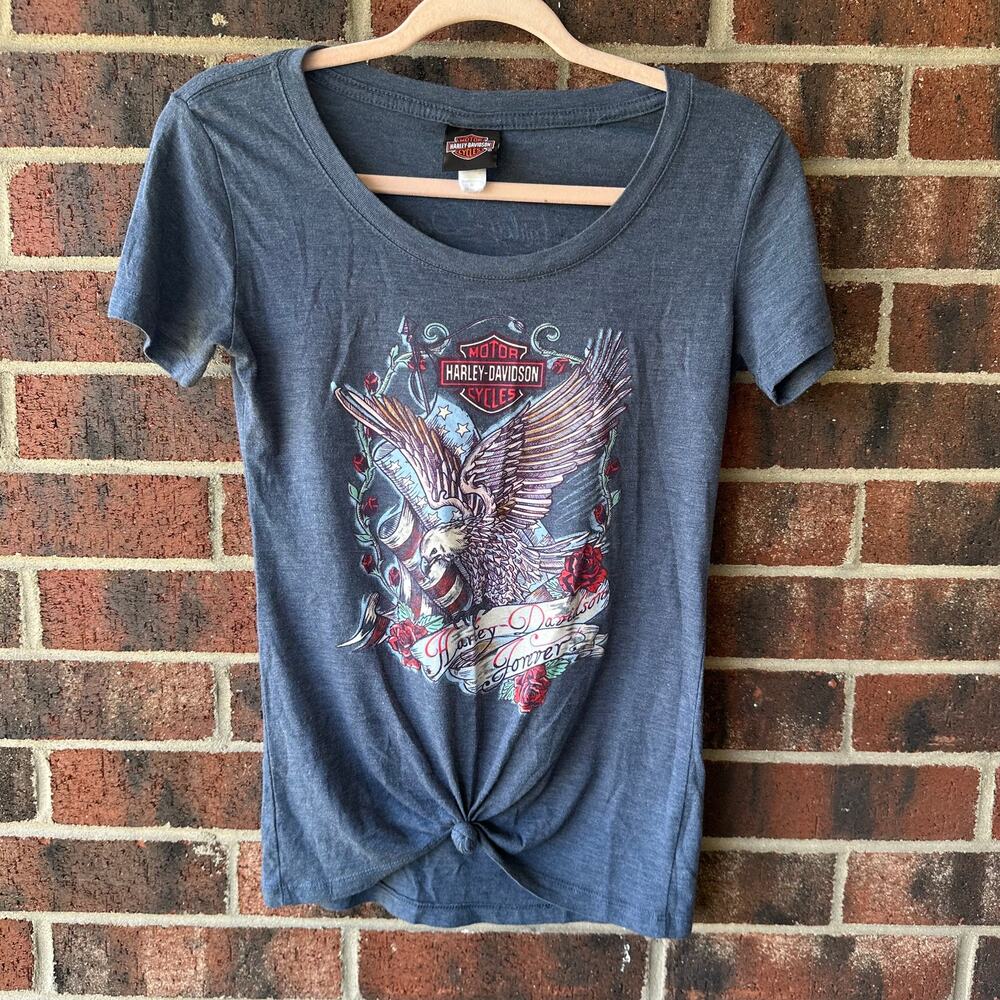 Y2k VTG Harley Davidson Eagle Graphic Tee Bloomington Indiana Biker Grunge Edgy
